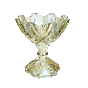 BOMBONIERE COM PÉ DE VIDRO AMBAR COM TAMPA 30X18CM - WE0742