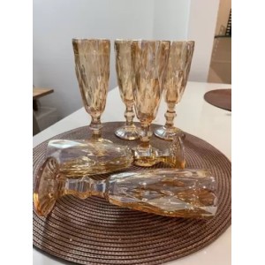 JOGO DE TAÇA DE CHAMPANHE DE VIDRO COM 6 PÇS 160ML - CA16184AM