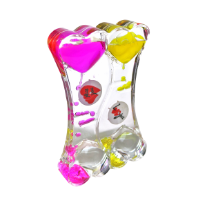 AMPULHETA DE OLEO LIQUIDO COM TEMPORIZADOR CORAÇÃO DUPLO - 5607-C