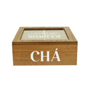 CAIXA DE CHÁ MDF 4 DIVISÓRIAS 18X18CM - CZ231022-A