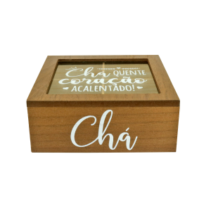 CAIXA DE CHÁ MDF 4 DIVISÓRIAS 18X18CM - CZ231022-C