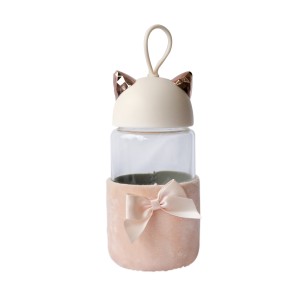GARRAFA DE VIDRO TOTORO BOTTLE COM CAPA DE VELUDO COM TAMPA E ALÇA - GDR0457-SAL