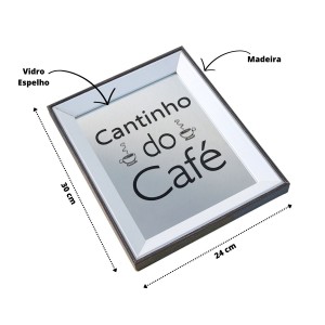 BANDEJA ESPELHADA DE MADEIRA CANTINHO CAFE 24X30CM - GDR0684A-MR