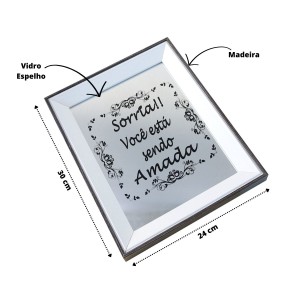 BANDEJA ESPELHADA DE MADEIRA SORRIA 24X30CM - GDR0684B-MR