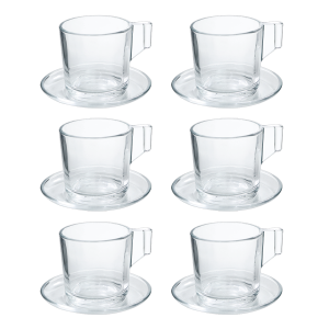 CONJUNTO DE XÍCARAS DE VIDRO PARA CHÁ COM PIRES 6PÇS 125ML - 5181