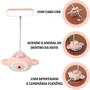 LUMINÁRIA DE MESA DIVERTIDA NAVE ESPACIAL USB - 5663-SAL